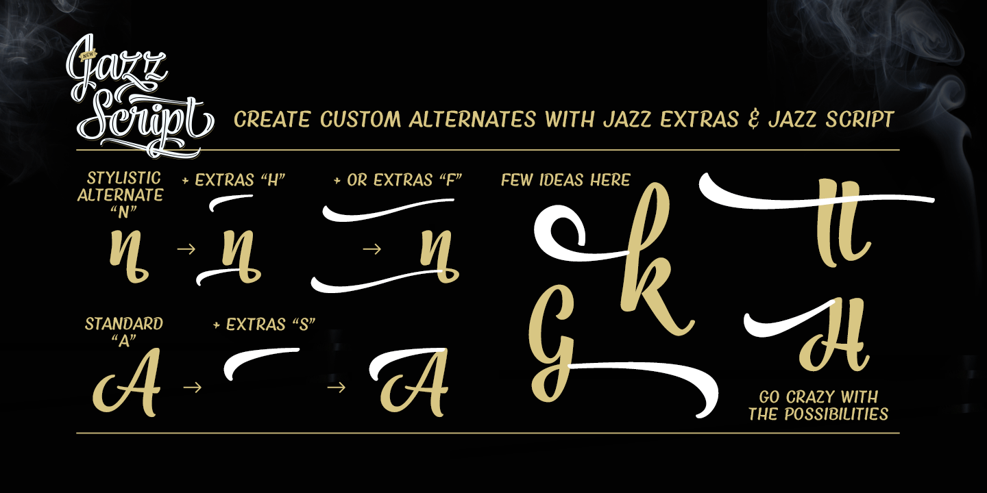 Ejemplo de fuente Jazz Script 2 Caps